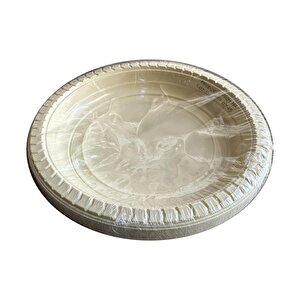 Roll-up Kullan At Renkli Krem Renk Parti Davet Plastik Tabak - 22 Cm. - 25 Adetlik 5 Paket