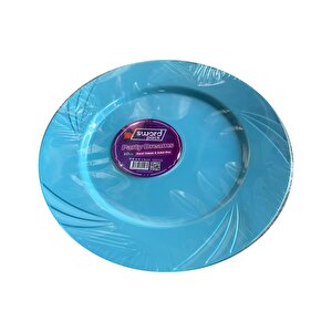 Kullan At Parti Davet Sunum Servis Plastik Sert Mika Tabak - 26 Cm. - Turkuaz - 6 Adetlik 10 Paket