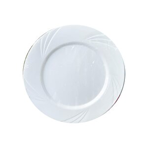 Kullan At Parti Davet Sunum Servis Plastik Sert Mika Tabak - 26 Cm. - Beyaz - 6 Adetlik 5 Paket