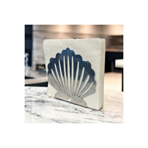 İstiridye Temalı Gümüş Metal Peçetelik