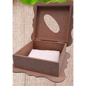 Hobi 90051 Dekoratif  Model Peçetelik Kutu Ham Ahşap Mdf El Yapımı