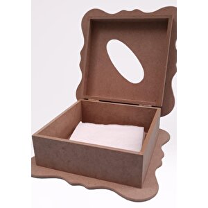 Hobi 90051 Dekoratif  Model Peçetelik Kutu Ham Ahşap Mdf El Yapımı