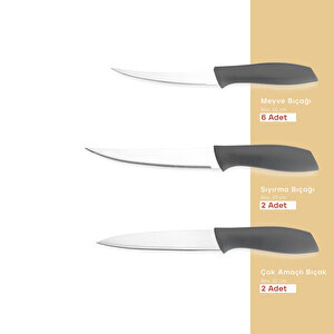 Quick Chef Bıçak Seti 10 Parça-gri