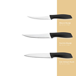 Quick Chef Bıçak Seti 3 Parça-siyah