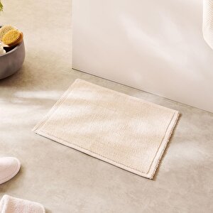 Yıkanabilir Pamuklu Ekru Renk Buklet Banyo Paspası 40 X 60 Cm
