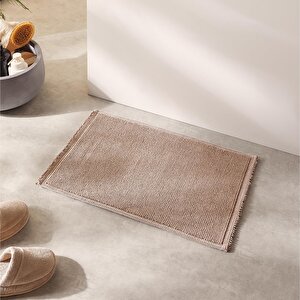 Yıkanabilir Pamuklu Bej Renk Buklet Banyo Paspası 40 X 60 Cm