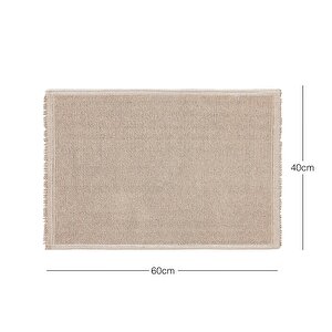 Yıkanabilir Pamuklu Bej Renk Buklet Banyo Paspası 40 X 60 Cm
