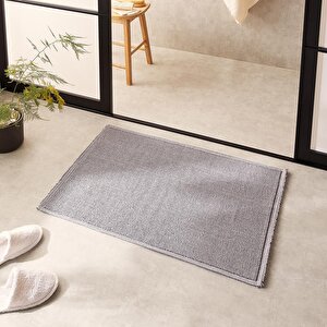 Yıkanabilir Pamuklu Gri Renk Buklet Banyo Paspası 60 X 90 Cm