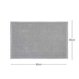 Yıkanabilir Pamuklu Gri Renk Buklet Banyo Paspası 60 X 90 Cm