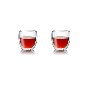 2 Adet 250 Ml Çift Duvarlı Espresso Magnolia Tatlı Cam Bardak Çay Kahve Süt Kupa Bardak Borosilikat Çift Cidarlı Cam Bar