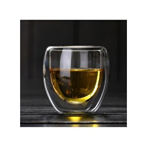 2 Adet 250 Ml Çift Duvarlı Espresso Magnolia Tatlı Cam Bardak Çay Kahve Süt Kupa Bardak Borosilikat Çift Cidarlı Cam Bar