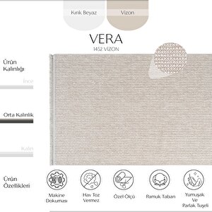 Vera 1452 Vizon Yumuşak Dokulu Halı Kilim Salon Koridor Kesme Yolluk Dokuma Makine Halısı 100x250 cm