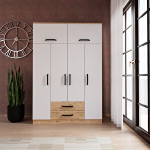 Tema 6 Kapak 2 Çekmeceli Gardırop Atlantik Çam Beyaz