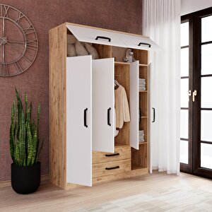 Tema 6 Kapak 2 Çekmeceli Gardırop Atlantik Çam Beyaz