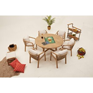 Monte Carlo Yuvarlak Masa Takimi 6 Ki̇şi̇li̇k Krem