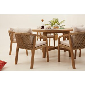 Monte Carlo Yuvarlak Masa Takimi 6 Ki̇şi̇li̇k Krem