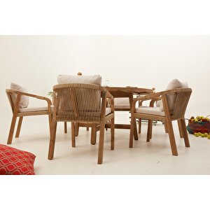 Monte Carlo Yuvarlak Masa Takimi 6 Ki̇şi̇li̇k Krem