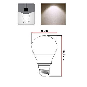8,5w (60w) Led Ampul 4000k - Gün Işığı 3 Adet Tasarruflu Lamba