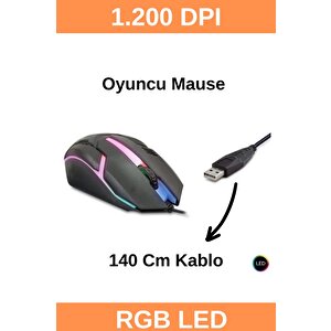 8733-3d Işıklı Kablolu Oyuncu Mouse - 1200dpi