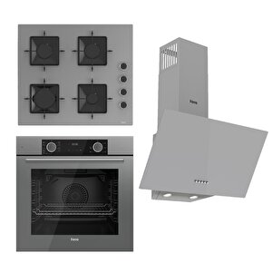 Fryart Ss Serisi Gri Set (ss208 + Xe63cpr +d088 ) - Kare Emaye Izgara