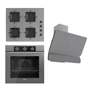 Fryart Basic Ss Serisi Gri Set (ss208 + Qxe62cpr +d082 ) - Kare Emaye Izgara