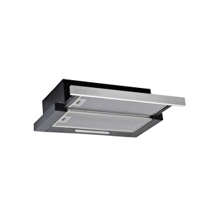 Plus Inox Panel Sürgülü Çi̇ft Motor  Si̇yah Aspi̇ratör