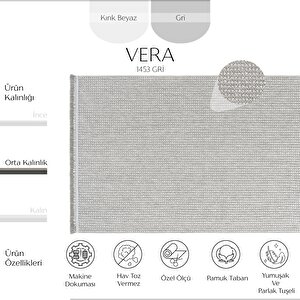 Vera 1453 Gri Yumuşak Dokulu Halı Kilim Salon Koridor Kesme Yolluk Dokuma Makine Halısı 100x300 cm