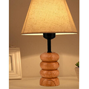 Evlight Bella Ahşap Ayaklı Keten Kumaş Başlıklı Abajur