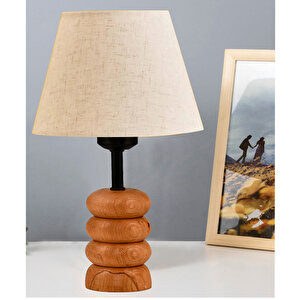 Evlight Bella Ahşap Ayaklı Keten Kumaş Başlıklı Abajur