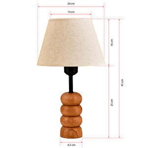 Evlight Bella Ahşap Ayaklı Keten Kumaş Başlıklı Abajur