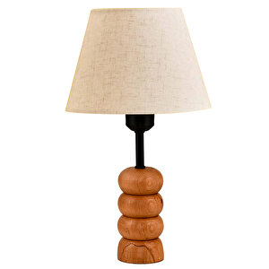 Evlight Bella Ahşap Ayaklı Keten Kumaş Başlıklı Abajur