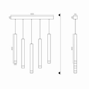 Voxlamp Tubo Düz Rozanslı Sarkıt Led Avize 5*ø40mm 10 Watt