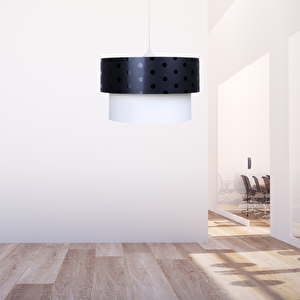 Pasta Tekli Sarkıt Avize Siyah Puantiye Desenli Pvc Hol Çocuk Odası Avize