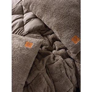 Tek Kişilik Peluş Yorgan Seti Bej 155x215 Cm