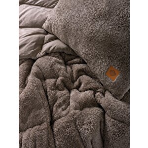 Tek Kişilik Peluş Yorgan Seti Bej 155x215 Cm