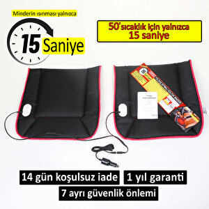 Yoldaş Isıtmalı Oto Koltuk Minderi Çi̇ftli̇ Si̇yah