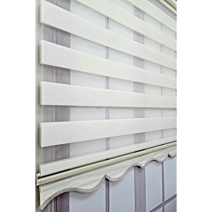 Krem Etek Dilimli Mikro Pliseli Stor Zebra Perde 180x260 cm
