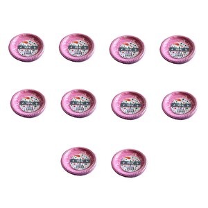 Kullan At Renkli Pembe Parti Davet Plastik Tabak - 17 Cm. - 25 Adetlik 10 Paket