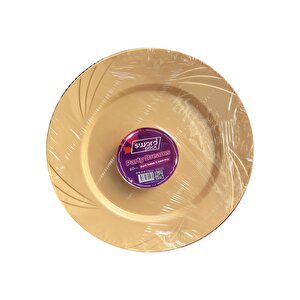 Kullan At Parti Davet Sunum Servis Plastik Sert Mika Tabak - 26 Cm. - Krem - 6 Adetlik 5 Paket