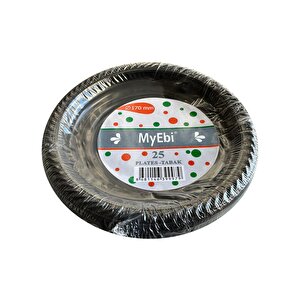 Kullan At Renkli Siyah Parti Davet Plastik Tabak - 17 Cm. - 25 Adetlik 10 Paket