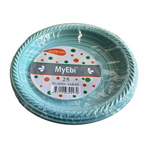 Kullan At Renkli Turkuaz Parti Davet Plastik Tabak - 17 Cm. - 25 Adetlik 5 Paket