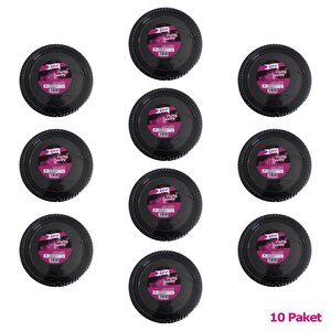 Roll-up Kullan At Renkli Siyah Parti Davet Plastik Tabak - 22 Cm. - 25 Adetlik 10 Paket