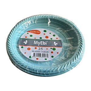 Kullan At Renkli Turkuaz Parti Davet Plastik Tabak - 17 Cm. - 25 Adetlik Paket