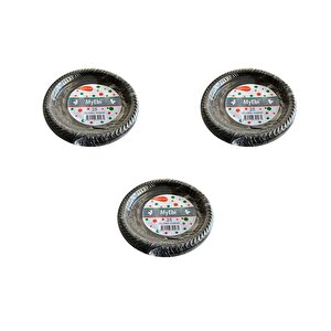 Kullan At Renkli Siyah Parti Davet Plastik Tabak - 17 Cm. - 25 Adetlik 3 Paket