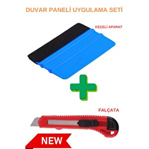 Duvar Paneli Uygulama Seti 1 Adet Keçeli Ragle 1 Adet Falçata Pratik Duvar Paneli Kağıdı Folyo Seti