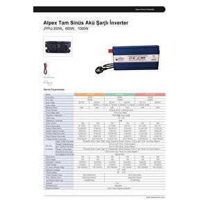Alpex Tam Si̇nüs Ups (akü Şarjli) 12v-220v 500 W Watt Inverter İnvertör