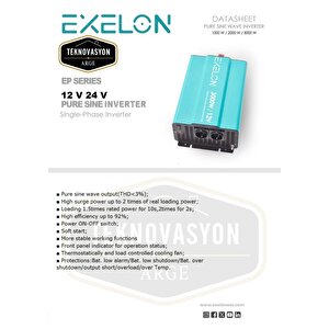 Teknovayon Arge Exelon 24 V 3000w Tamsinüs Inverter