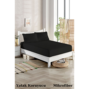 150x200 Kapitoneli Renkli Çift Kişilik Alez Yatak Koruyucu Mikrofiber Siyah 150x200 cm