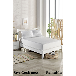 120x200 Kapitoneli Sıvı Geçirmez Tek Kişilik Alez Yatak Koruyucu %100 Pamuklu 120x200 cm