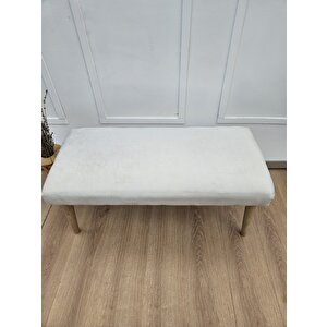 Beyaz Dikdörtgen Şık Puf, Dekoratif Modern Puf,